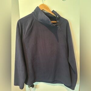 Talbots Navy Fleece Mock Neck Button Pullover XL